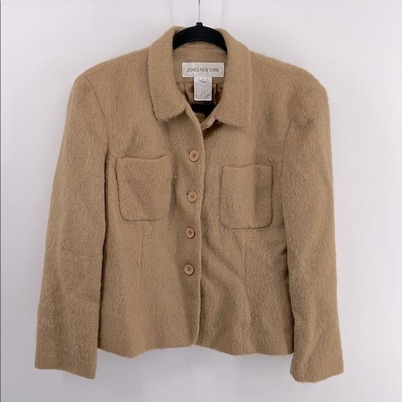 Vintage 90’s Y2K Jones New York wool mohair alpaca blend 4 button jacket blazer - Picture 1 of 7